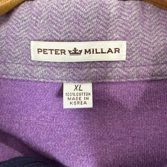 Peter Millar Mens XL Purple Quarter Zip Long Sleeve Pullover Sweatshirt - Picture 3 of 3